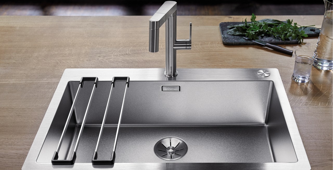 Durinox-Spüle Claron von BLANCO mit Ablaufsystem InFino®